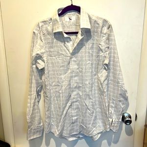 Lorenzo UOMO button down shirt 34/35 15.5 NWOT Blue Plaid